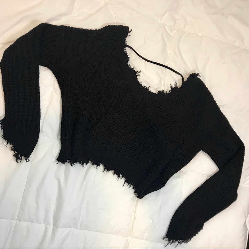 Black distressed sweater